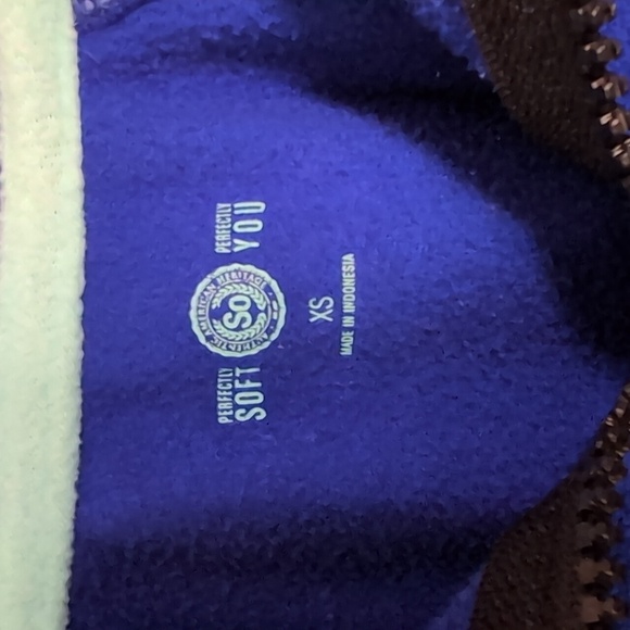 SO Blue Fleece Long Sleeve Quarter Zip with Pockets Size X-Small - Picture 2 of 5